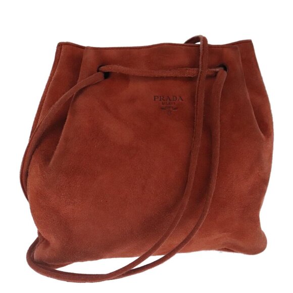 PRADA Shoulder Bag Suede Red Auth - Picture 1 of 16